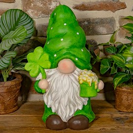Zaer Ltd. St. Patrick's Day Garden Gnomes The Shamrocks in Assorted Styles (Bearded Gnome & Clover)