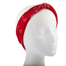 Lux Accessories Red Bandana Print Knot Front Headband