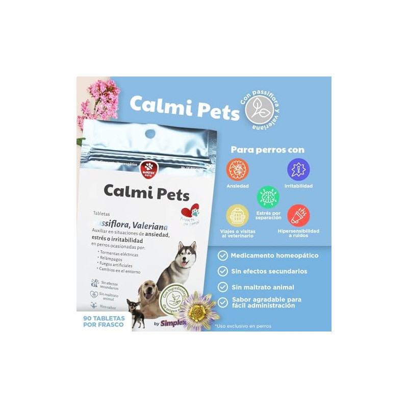 Calmi Pets Relajante Perros Gatos Viajes Estrés Pack 3x90 Tabs