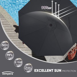 Tempera 7.5ft Patio Market Outdoor Table Umbrella with Push Button Tilt and Crank,Large Sun Umbrella with Sturdy Pole&Fade resistant canopy,Easy to set,Space Grey