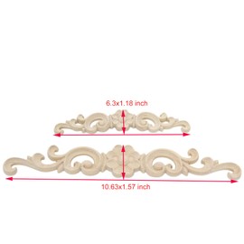 Wood Carved Applique,4 Pack,6.3x1.18inch Decorative Wood Trim, Wood Appliques and Furniture Decorative Onlay for Furniture Decor Decal Unpainted Can be Attached to Home Corner Frame,Cabinets