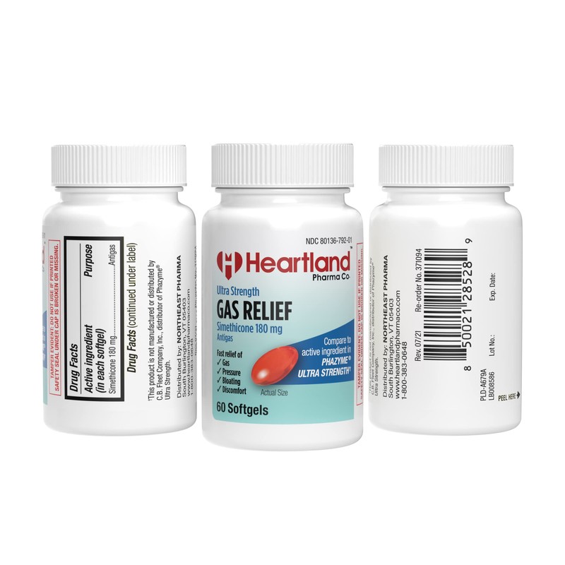 Heartland Pharma Gas Relief Simethicone 180mg Softgels - Ultra Strength