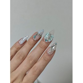 Summer Nail Aqua Tweed  - M-Almond / 여름네일 아쿠아 트위드  - M-아몬드