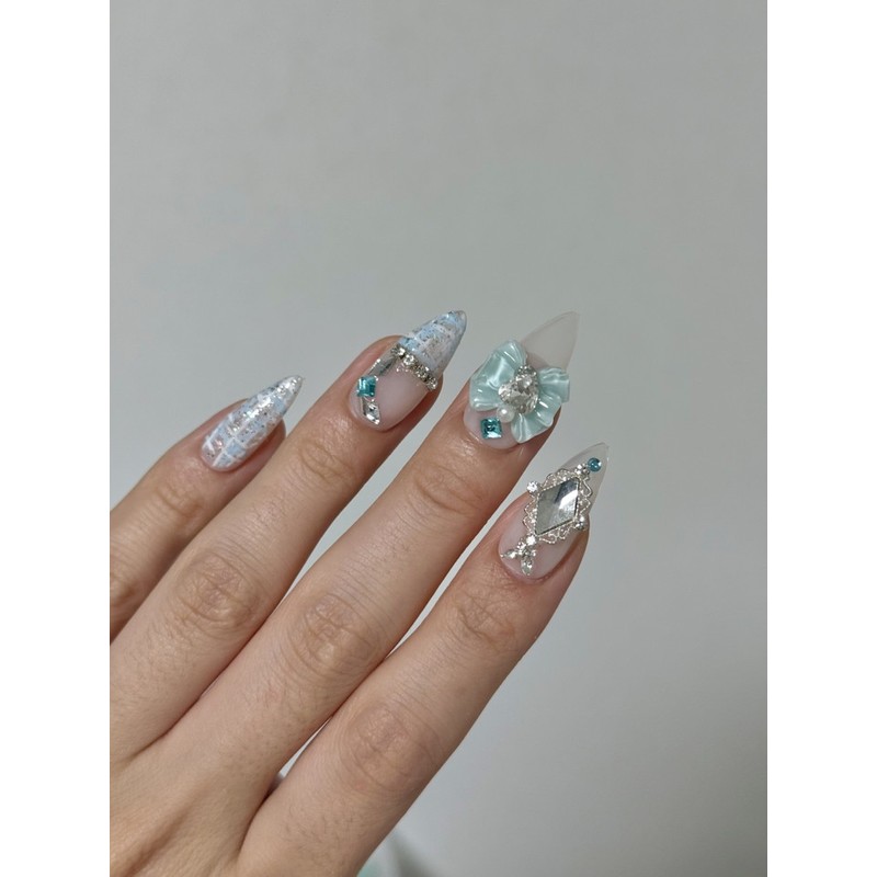 Summer Nail Aqua Tweed - M-Almond / 여름네일 아쿠아 트위드