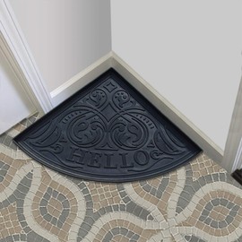 A1HC Heavy Duty Flexible and Durable 100% Rubber Hello Triangle Boot Trays Multi-Purpose for Shoes, Pets, Garden - Mudroom, Entryway, Garage and Scraper Doormat 21.6" X 21.6"