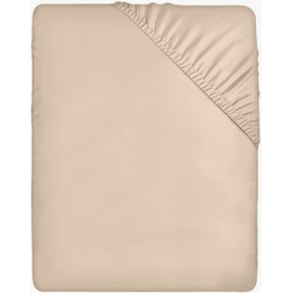 Utopia Bedding Fitted Sheet Double, Beige - Deep Pocket 14 inch (35 cm) - Easy Care - Soft Brushed Microfibre Fabric - Shrinkage and Fade Resistant - Bottom Sheet