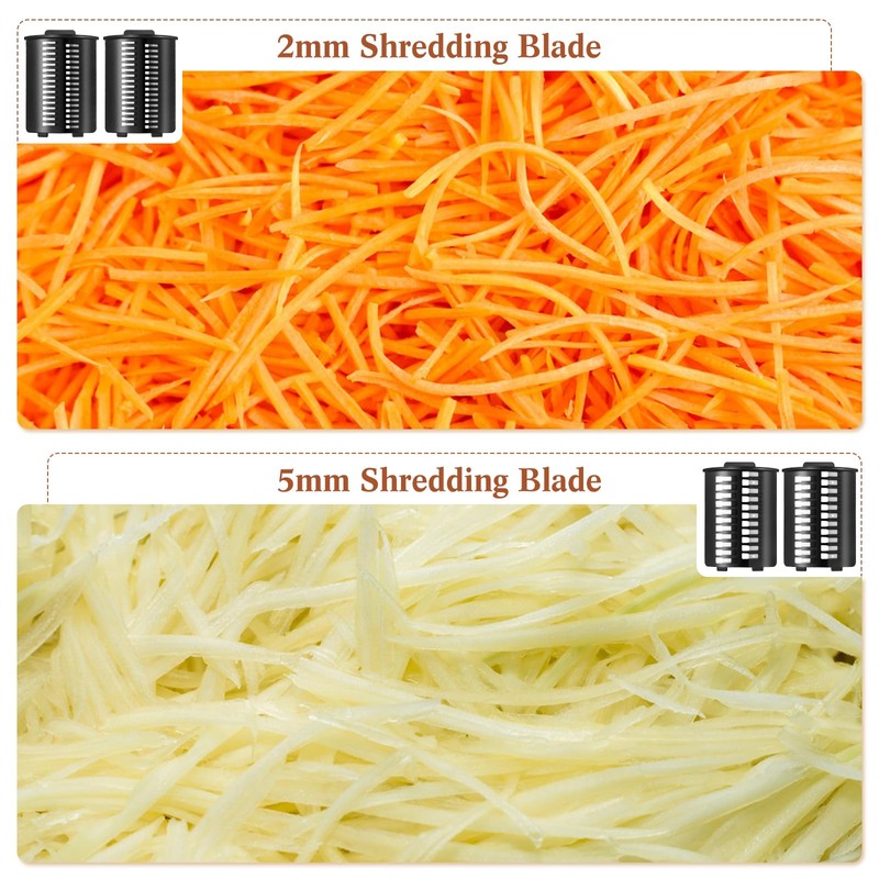 Electric Cheese Grater and Vegetable Slicer, 250W, 5-in-1 Kitchen salad