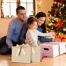 Yieseang Gift Bags for Presents,Luxury Bridesmaid Gift Bags for Present,Weddings,Bridal Shower,32x25x10cm,(Champagne,8 Pack)