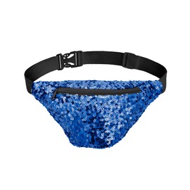 Tipsy Elves Fanny Packs - Blue Shiny Sequin Fashion Waist Packs - Adjustable Stap Belt Bag for Concerts Festivals Raves