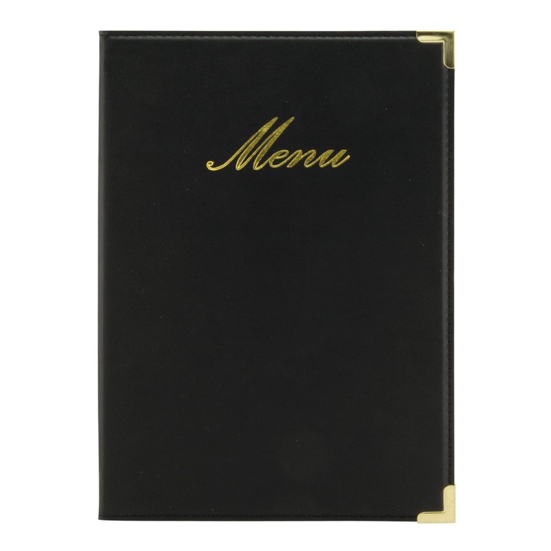 Securit Premium Faux Leather A5 Menu Holder - 4 Pages