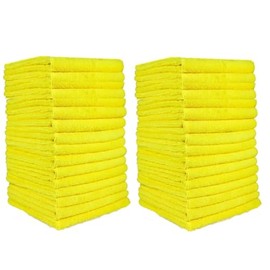 Mosley Paños de Limpieza de Microfibra Reutilizables, Lavables, 4 Colores, 30x30 cm Paquete con 32 Paños (32, Amarillo)