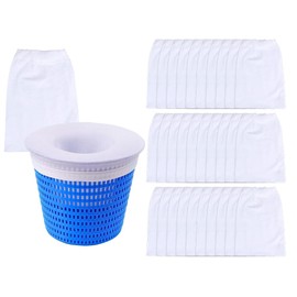 Kellegour 30 Piece Pool Skimmer Socks,Pool Filter Saver Socks,Pool Skimmer Filter Socks,Swimming Pool Skimmers Filter Socks,Universal Pool Skimmer Socks for Skimmer Pond Cleaning Dirt and Leaves,White
