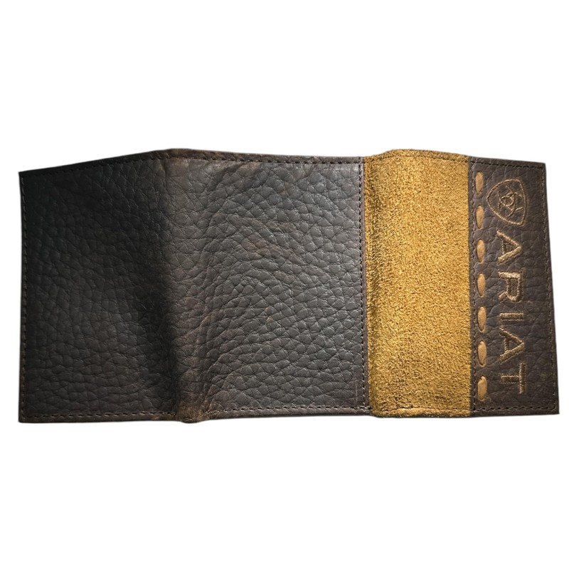 Custom Skull ARIAT RoughRider Leather and Suede Trifold Wallet