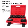 TONYNOL 3/4 Inch Drive Deep Impact Socket Set,6-Point,SAE(1"to 1-1/2"),8 Pcs,Cr-Mo.Heavy