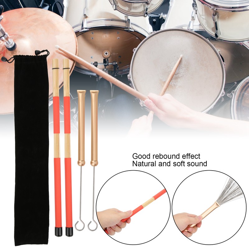 Drum Stick Brush Set Jazz Retractable Metal Wire 19 Beam