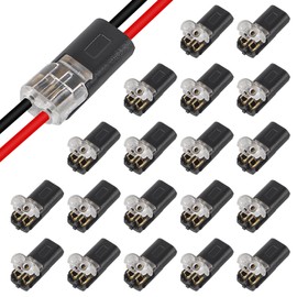 20Pcs Double-Wire Plug-in Connector Led Light Strip Connectors 2 Pin, Quick Splice Wire Wiring Connector for AWG 20-24,2 Pin 2 Way Universal Compact Wire Terminals, No Wire-Stripping Required