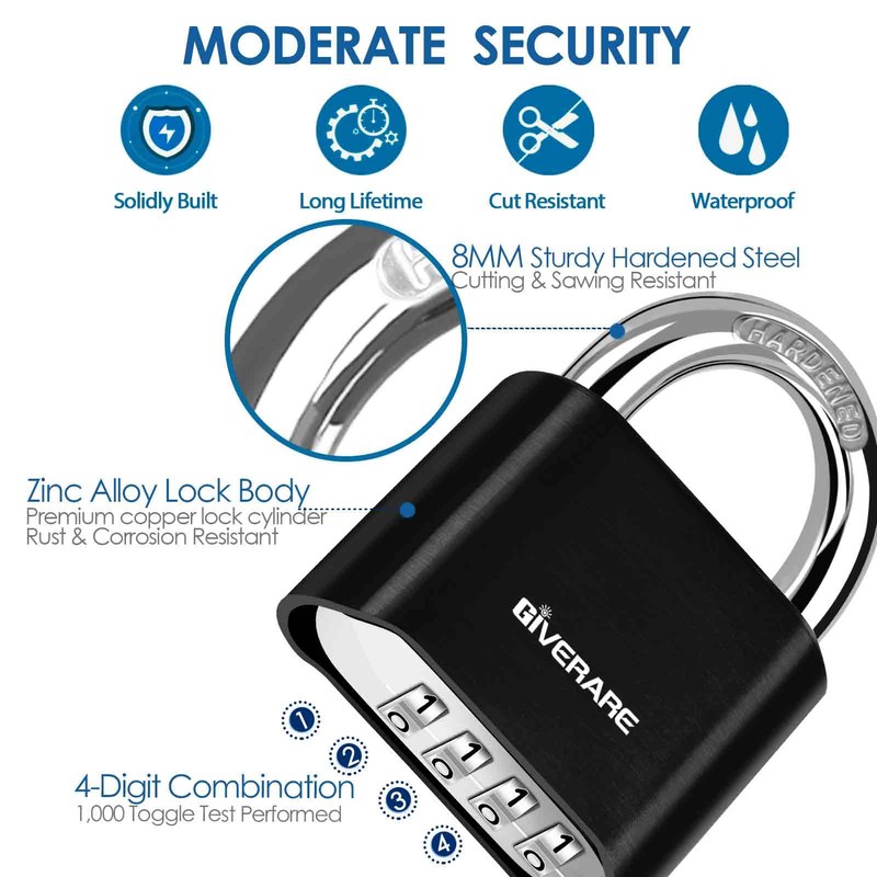 2 Pack 4-Digit Combination Lock, Heavy Duty Padlock Metal, Outdoor