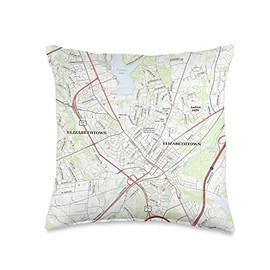 Hardin County Kentucky City Atlas Elizabethtown KY Map (2016) Throw Pillow, 16x16, Multicolor