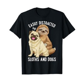 Easily Distracted By Sloths And Dogs Cute Sloth Gifts T-Shirt