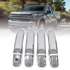 GXARTS Chrome Triple Plated 4 Door Handle Cover Compatible with Chevy Silverado 1500 2500 3500 HD 2020 2021 2022 Compatible with GMC Sierra 1500 2500HD 3500HD 2020 2021