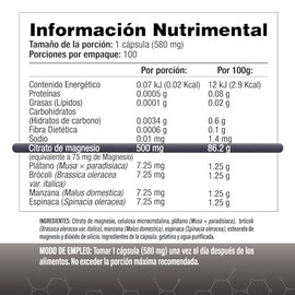 Salud & Vida MX - Suplemento de Citrato de Magnesio - 100 Cápsulas - Alta Absorción
