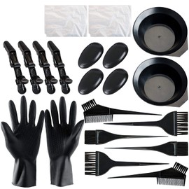 20 PCS Hair Dye Coloring Kit, KAPASKI Hair Dye Color Brush and Bowl Set, Hair Tinting Bowl, Dye Brush, Ear Cover, Cape, Gloves for DIY Salon Hair Coloring Bleaching Hair Dryers Hair Dye Tools