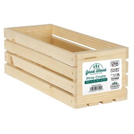 LEISURE ARTS Good Wood Wooden Crate, Wood Crate Unfinished, Crates For Display, Crates For Storage, Wooden Unfinished, 15"X 5.75"X 5"