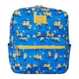 Loungefly Despicable Me All Over - Mini mochila cuadrada de nailon con estampado, Multi, Pequeño, Mini mochila
