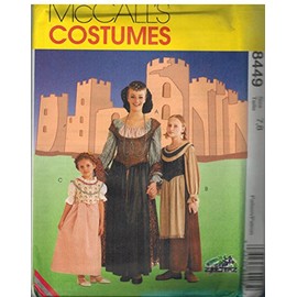 8449 Uncut McCalls Sewing Pattern Girls Medieval Costume Dress Cosplay 10-12