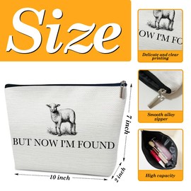 Ythuil Christian Gifts Makeup Bag, But Now I'm Found Cosmetic Bag for Purse, Inspirational Religious, Birthday, Christmas, Faith Based Gifts for Women Sister Besties