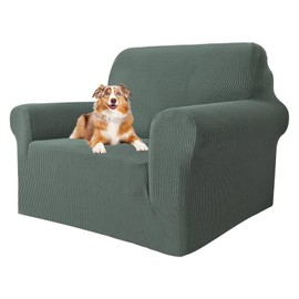 MAXIJIN Super Stretch Stuhlbezüge für Wohnzimmer, 1-teiliger Universal Stuhlbezug mit Armlehnen Jacquard Spandex Stuhlschutz Hunde Haustierfreundliche Sofa Couch Sesselbezug (1 Sitzer, Erbsengrün)