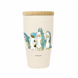 Toa Metal Mofusand Stainless Steel Tumbler with Wooden Lid 11.8 fl oz (350 ml) [Shark Nyan] 53-2094 Beige