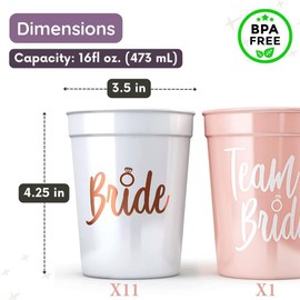 Embhlitfe 12 Pcs Bachelorette Party Bride Tribe Cups,White Pink Bridal Shower Cup Hen Party Cups,Bachelorette Party Drinking Cup for Engagement Wedding Supplies Hen Party Accessories (Multicolor)