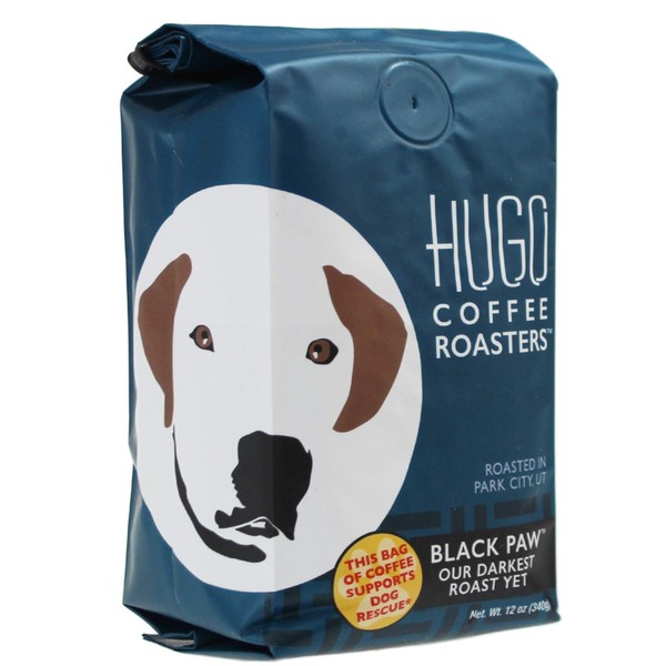 (Dark Roast - Black Paw, 350ml Whole Bean) - Hugo Coffee Black Paw Dark French Roast, Whole Bean, 350ml Every Bag Sold Supports Dog Rescue