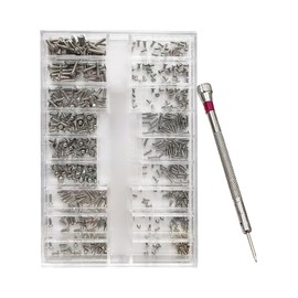 LZJPECES 500-Piece Silver Micro Screw Repair Kit 18-Size Stainless Steel Tiny Screws with Screwdriver for Glasses, Watches, Jewelry & Electronics