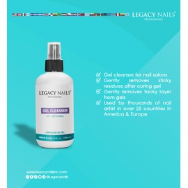 Legacy Nails Gel Cleanser 4oz / 118ml - Cleans Gel Residue - Removes Tacky Layer from Gels - Removes Sticky Residues - UV & LED Gel Cleanser for Nails - Acts Quickly & Effectively