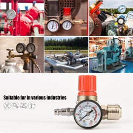 profiwoab 1/4 Inch Pressure Regulator, 4-Hole Pressure Regulator, Control Valve Pressure Regulator with Pressure Gauge for Air Compressors, EU Standard Pressure Regulator