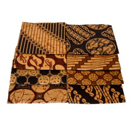 ALIKHA INDONESIAN BATIK PRECUT QUILTING FABRIC BUNDLE 20x20”(50.8x50.8cm), 100% COTTON, ASSORTED, INDONESIAN BATIK TRADITIONAL MOTIF, SEWING CRAFTING FABRIC (Classic Brown)