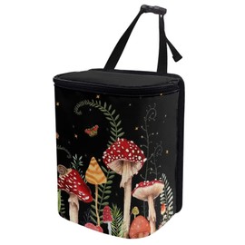 JEOCODY Mushroom Car Trash Can with Lid Waterproof Car Accessories Waterproof Auto Garbage Cans Multipurpose Storage Container for Back Seat Trip