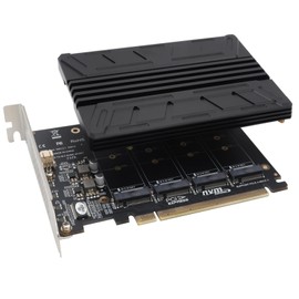 COMeap Quad NVMe PCIe Adapter M.2 NVMe SSD to PCI-e 4.0 3.0 x16 Card with Individual LED Indicator Heat Sink Support 2230 2242 2260 2280 NVMe SSD (PCI-e Bifurcation Required)