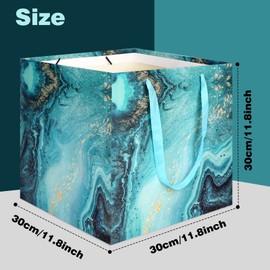 2 PCS Extra Large Gift Bag, 11.8" Square Reusable Marble Big Paper Bag with Handle Square Giant Gift Bag for Wedding Birthday Party Presents Gift