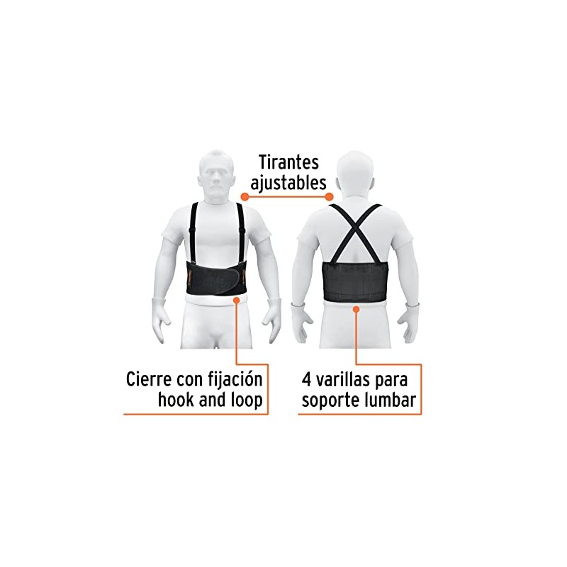 Truper FAJA-S, Faja con tirantes ajustables, talla chica