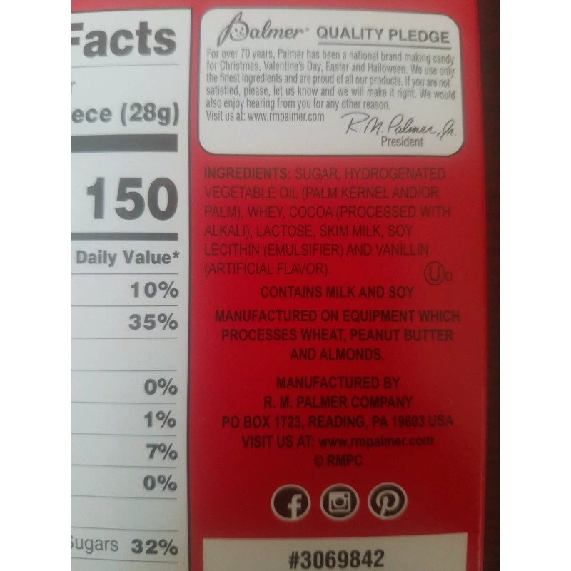 Palmer Happy Valentine's Day Milk Chocolate 2 Oz Hearts