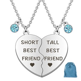 ORUZA Best Friend Necklaces for 2 Girls, 2 Pcs Friend Matching Heart Necklace for Women Girls, Friend Gifts Necklaces Graduation Birthday Christmas Gifts