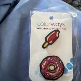 Colorways Embroidered Fashion Pins : Popsicle Ice Cream And Donut