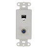 Leviton Decora Insert, 6P4C + F-Connector, Screw Terminals, 40659-W, White