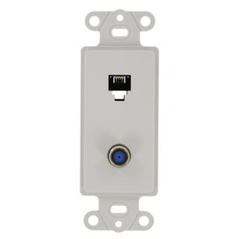 Leviton Decora Insert, 6P4C + F-Connector, Screw Terminals, 40659-W, White