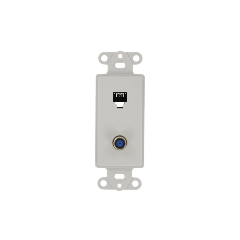 Leviton Decora Insert, 6P4C + F-Connector, Screw Terminals, 40659-W, White