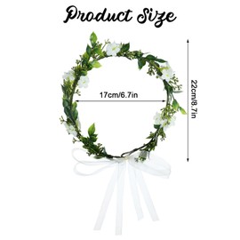 Flower Wreath Hair, Adjustable Green Hair Accessories, Wedding Hair Wreath Simulation Flower, Flower Wreath Crown, for Travel Photography, Festival, Wedding and Party, Women, Girls