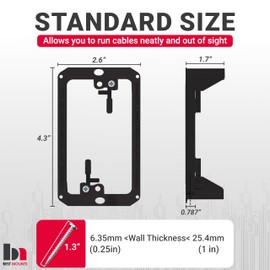 BestMounts Low Voltage Mounting Bracket 1 Gang, 2 Pack for Single Gang Wall Plate, Telephone Wires, Network Cables, HDMI, Coaxial, Speaker Cables - Low Voltage Box Cable Wall Plate Bracket, Mud Ring